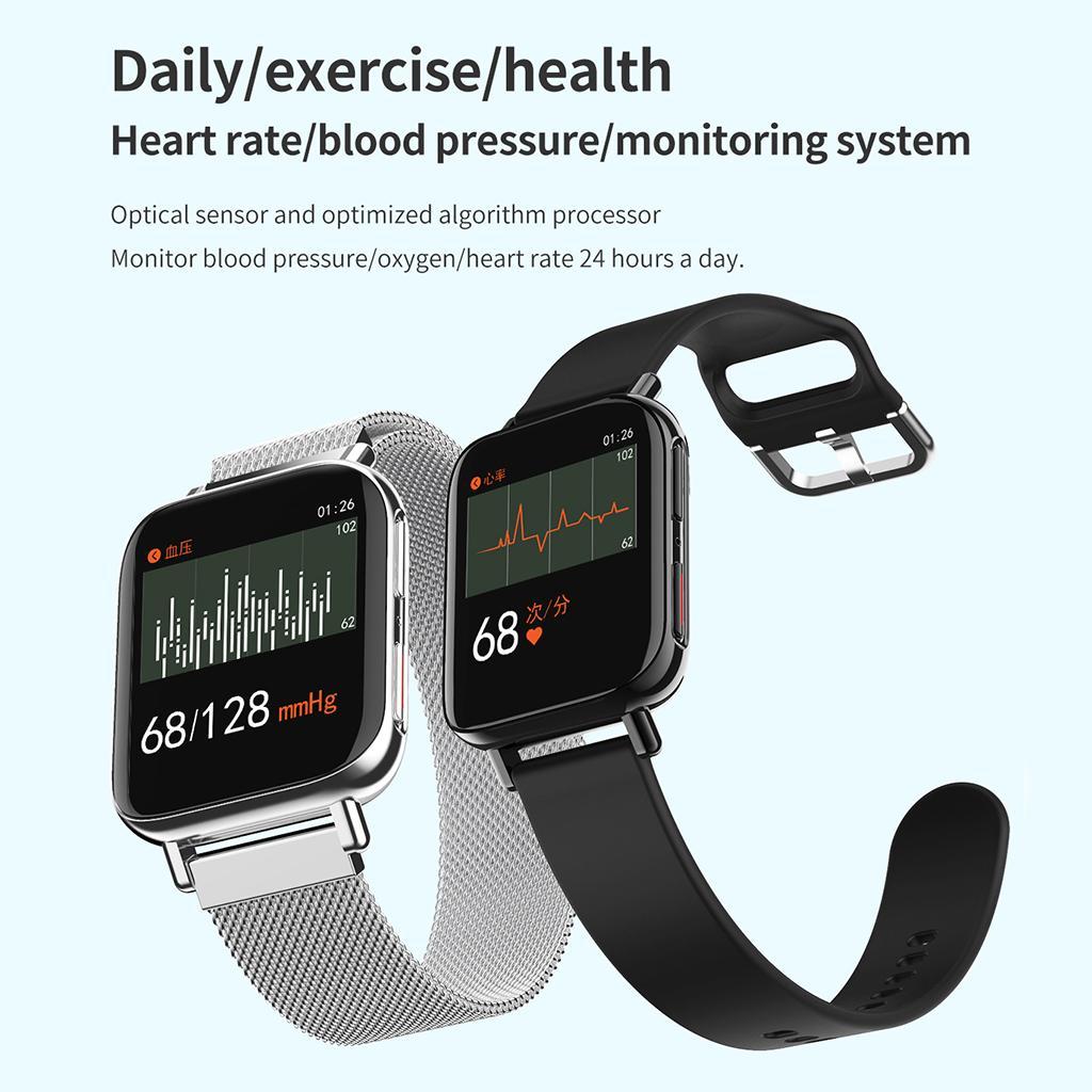 Bluetooth4.0 Smart Watch Heart Rate Sleep Monitor Full Touch Black Steel
