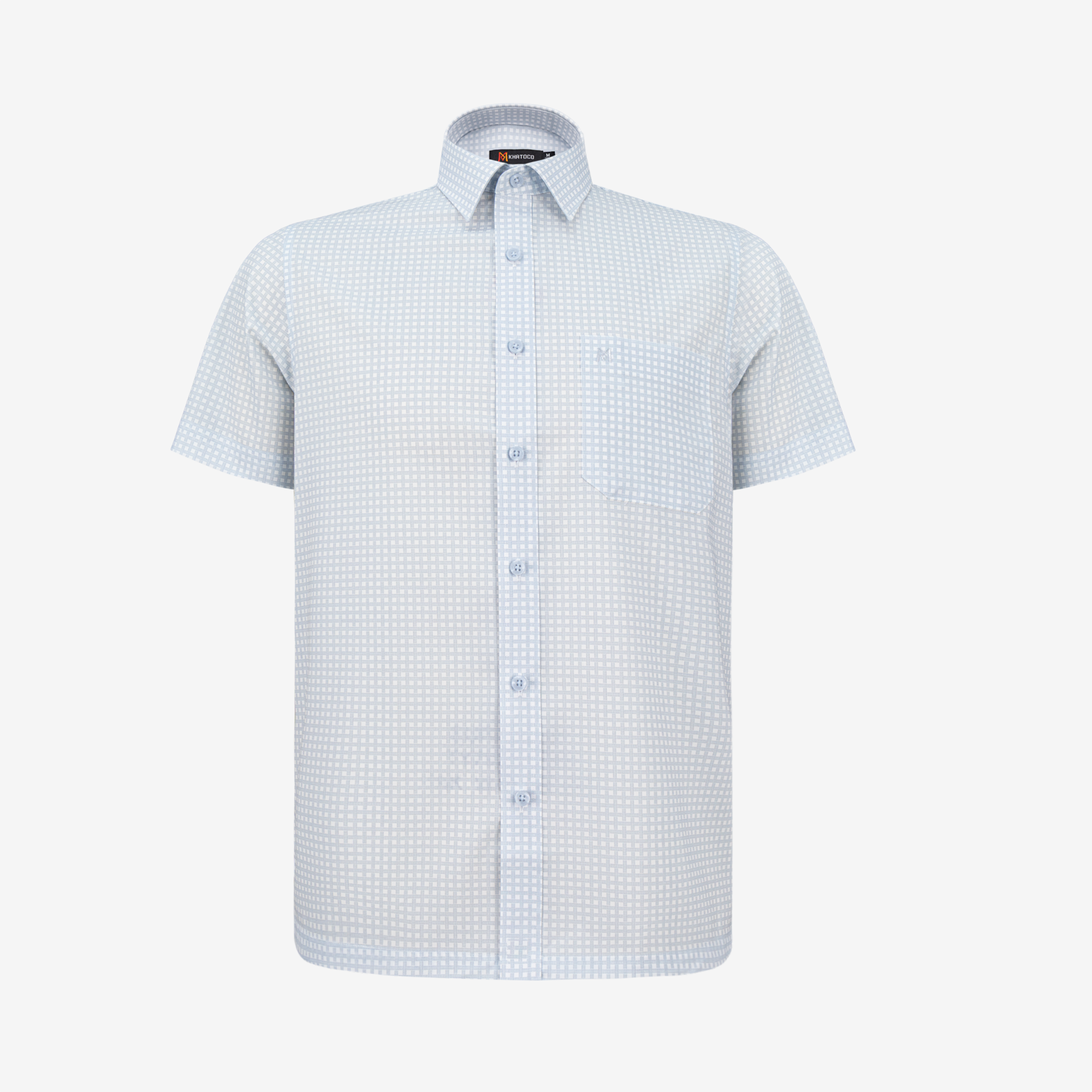 Áo sơ mi nam KHATOCO Tailor Fit ngắn tay A1MN498T2-CNCR814-2709-N