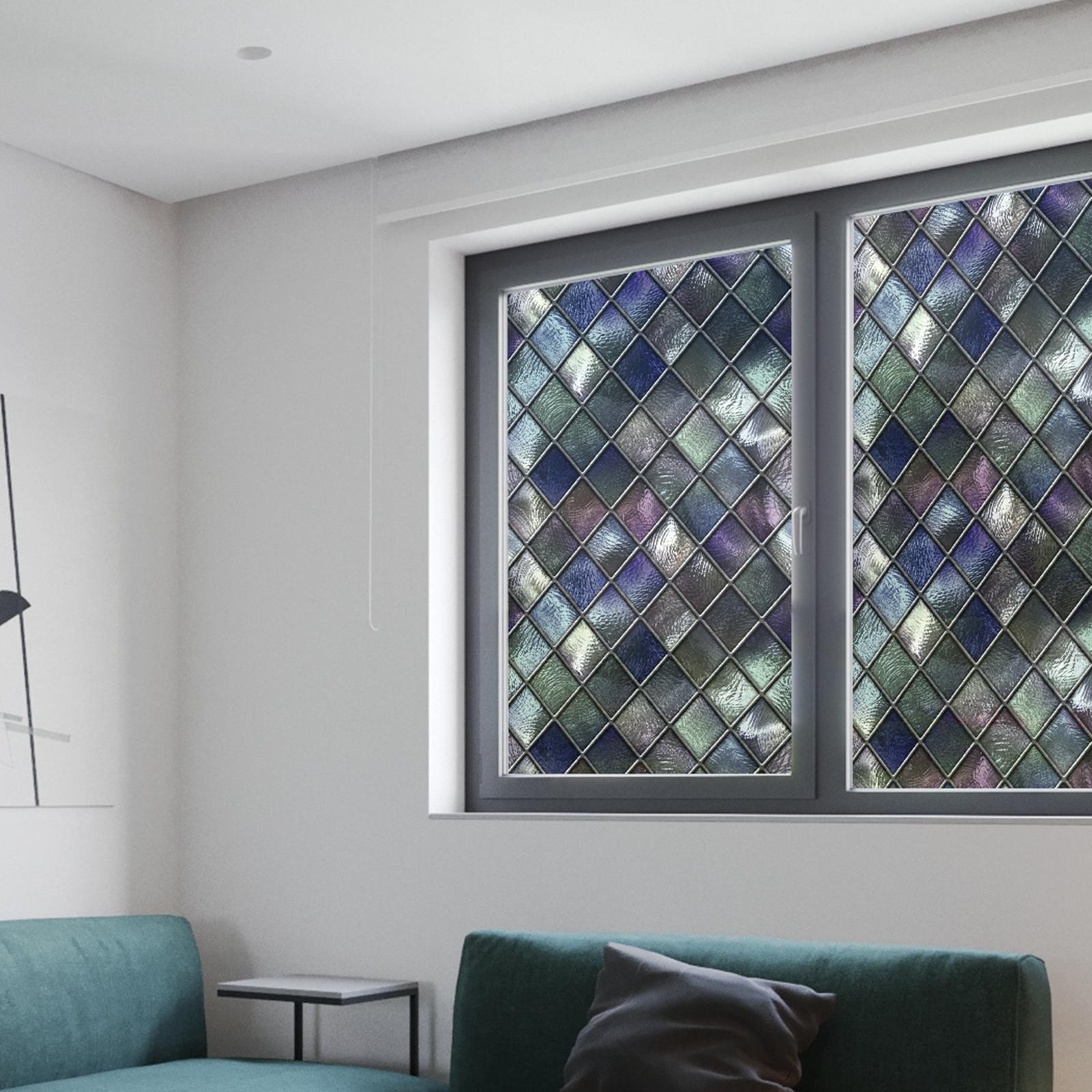 Window Privacy Film Static Cling Decorative Stained Reusable for Bathroom Living Room