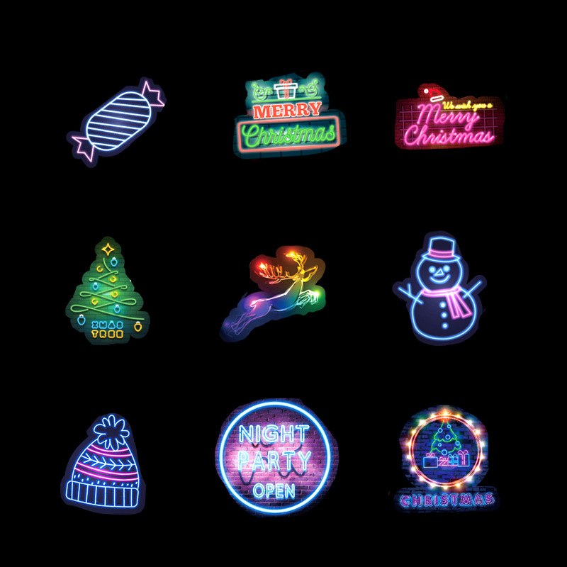 Bộ 50 miếng Sticker hình dán Chrismas Neon