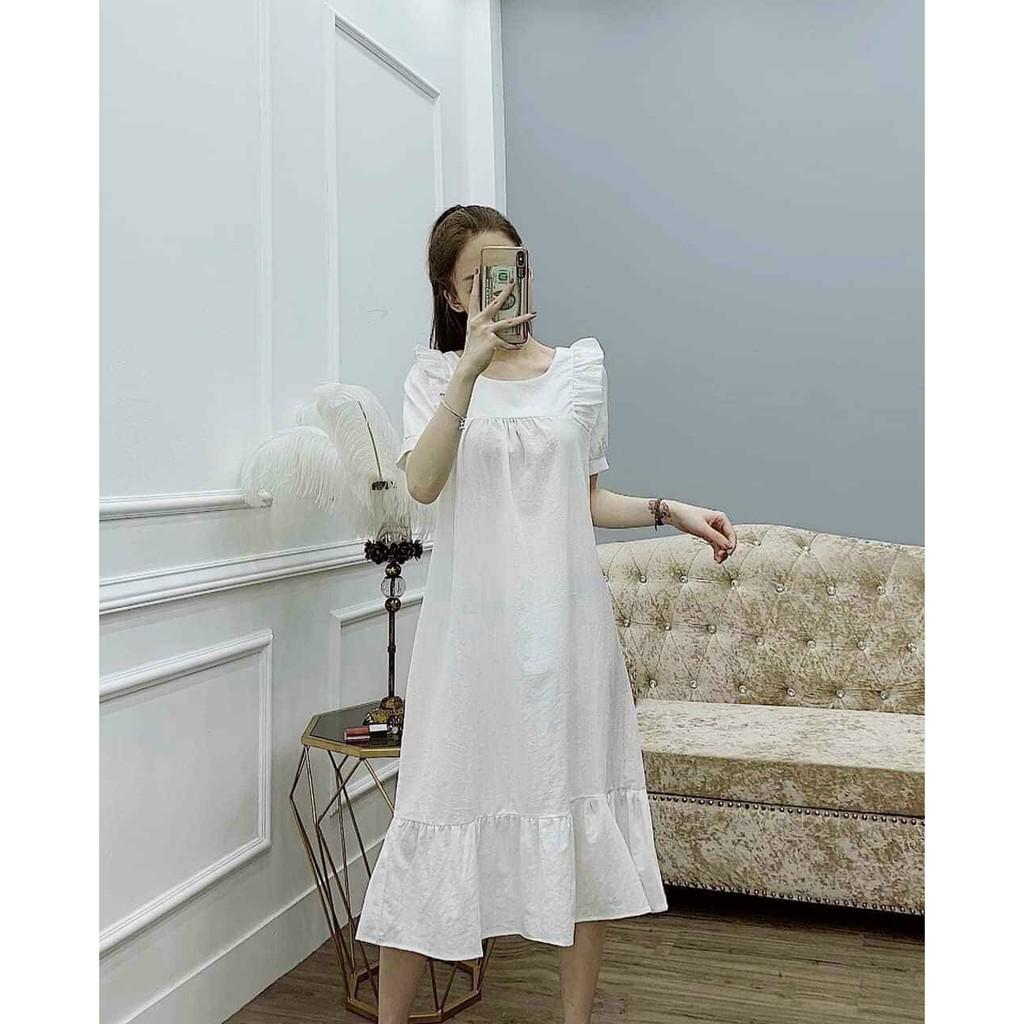 Váy bầu cộc tay sơ mi dáng suông thiết kế thời trang cao cấp