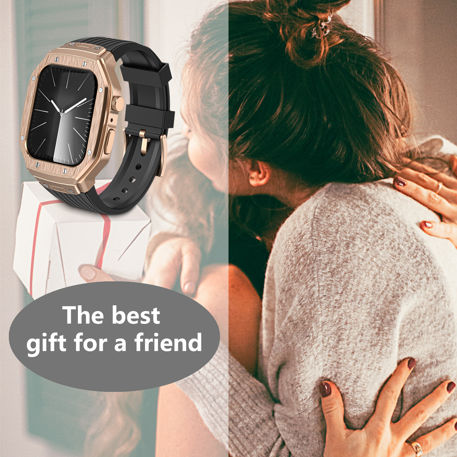 Ốp Case tích hợp dây đeo Vỏ Kim Loại bảo vệ cho Apple Watch Series 4/5/6/SE/7/8/9/SE2 Size 44mm/45mm - Hàng Nhập Khẩu