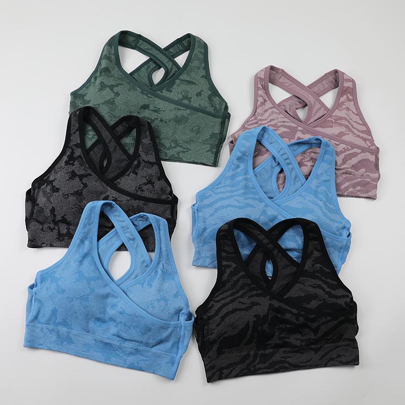Cam Phối Liền Mạch Áo Ngực Thể Thao Nữ Tập Gym Máng Đỡ Chéo Đệm Lưng Áo Lót Thể Thao Vừa Hỗ Trợ Tập Yoga Bra Tập Luyện thể Thao Áo