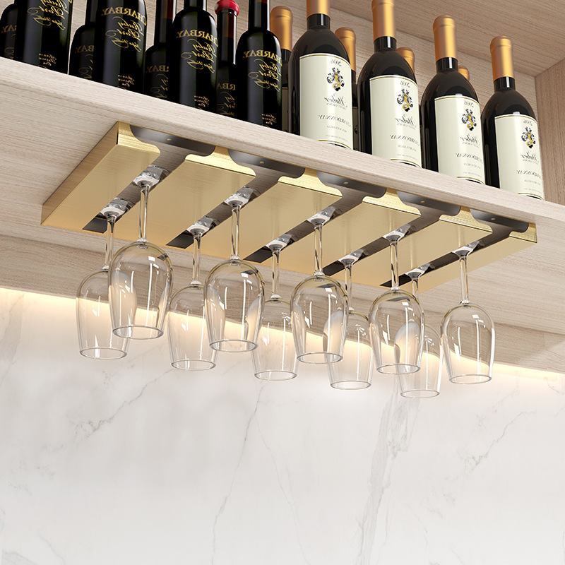 Giá Treo Ly Rượu Quầy Bar 4-8 Ly Mạ Vàng Kim Loại Cao Cấp - Hàng Nhập Khẩu