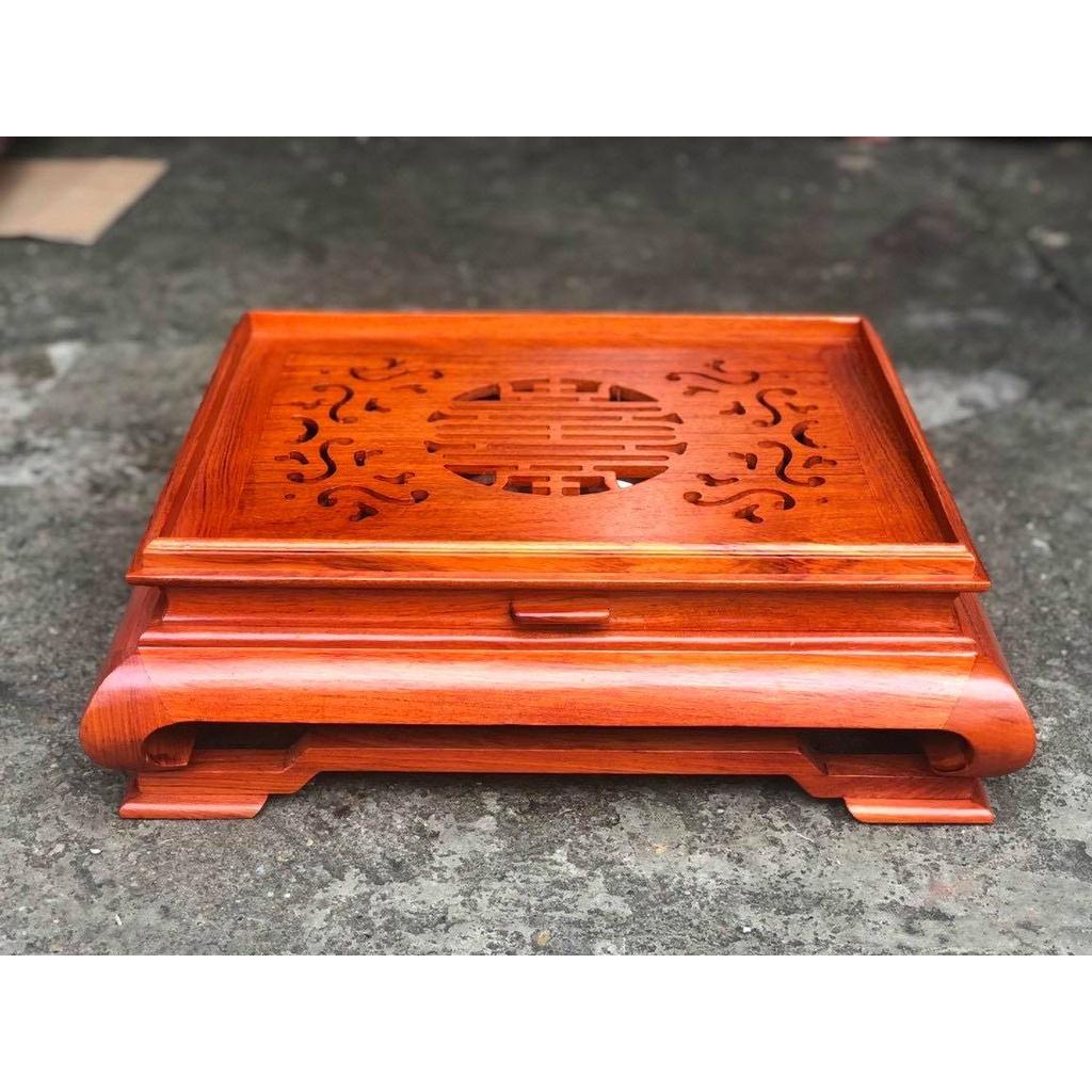 Khay trà gỗ Hương hàng chân cuốn cong có đế dưới chân, sang trọng , khay inox 304