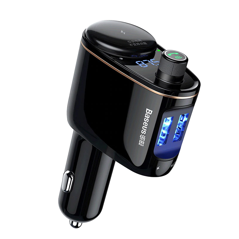 Cóc củ sạc nhanh kiêm máy nghe nhạc Bluetooth Mp3 hiệu Baseus S06 cho ô tô xe hơi 2 cổng sạc USB, Bluetooth 4.2, đài FM - Hàng chính hãng