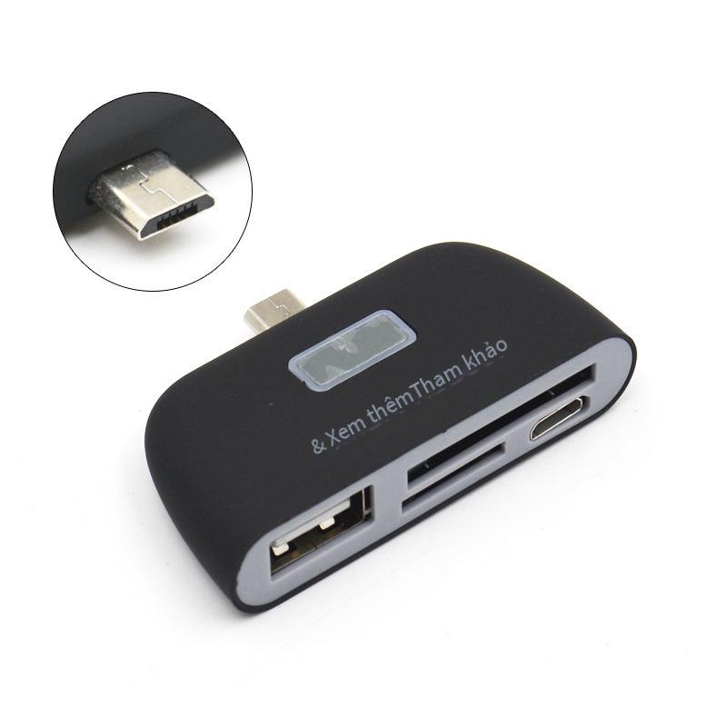 Đầu đọc thẻ điện thoại di động micro USB thuận lợi nhất 4 trong một điện thoại di động otg đầu đọc thẻ SD TF chuột đĩa U mở rộng đa chức năng