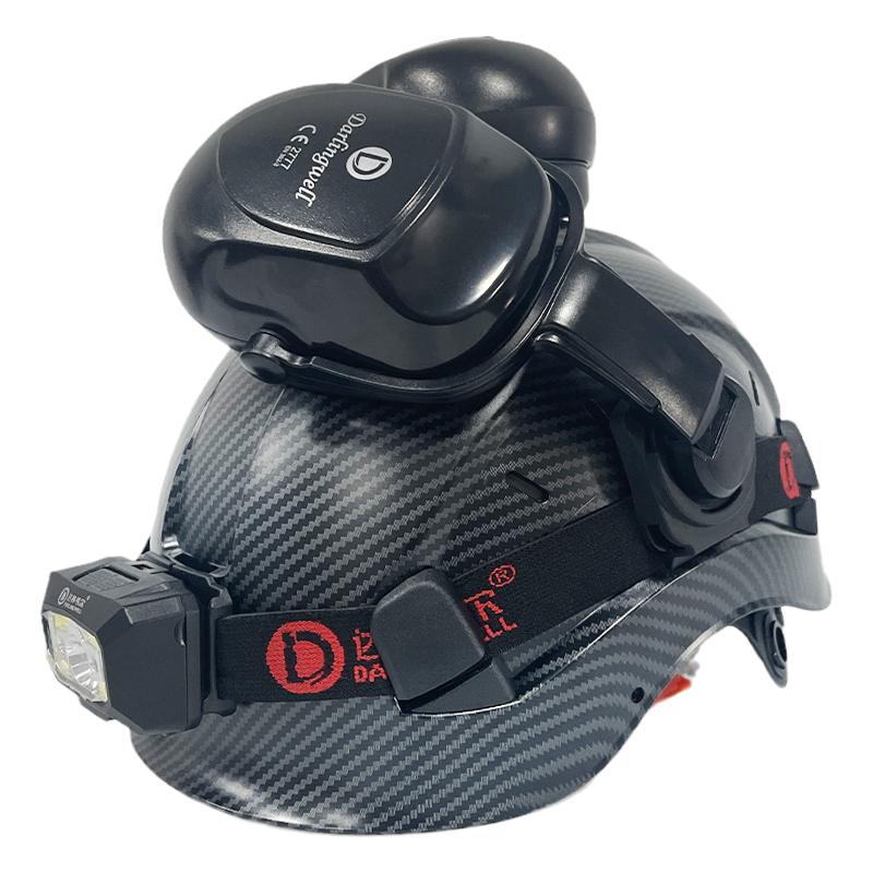DARLINGWELL CR06X American Safety Helmet With Earmuffs LED Headlight Hard Hat Earmuffs ABS Protective Foresty Industrial