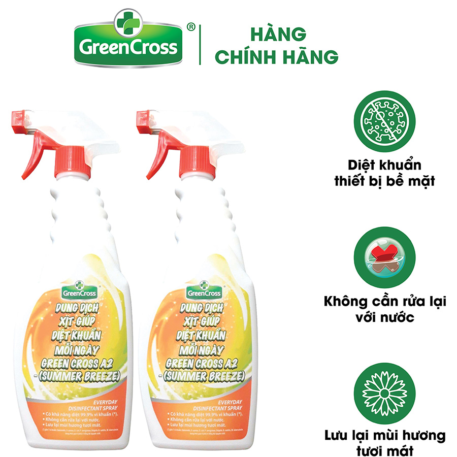 Xịt Khử Khuẩn Vật Dụng Green Gross A2 Hương Summer Breeze Chai 500ML