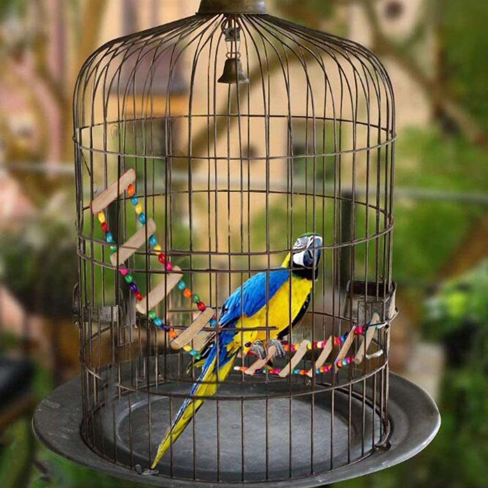 Wooden Ladder Bird Cage Wood Stand Parrot Chew Toy for Canaries Pet Supplies