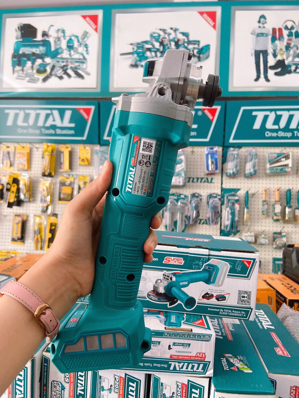 Máy mài góc  dùng pin  Lithium 20V total TAGLI201072 KÈM PIN SẠC - CHÍNH HÃNG