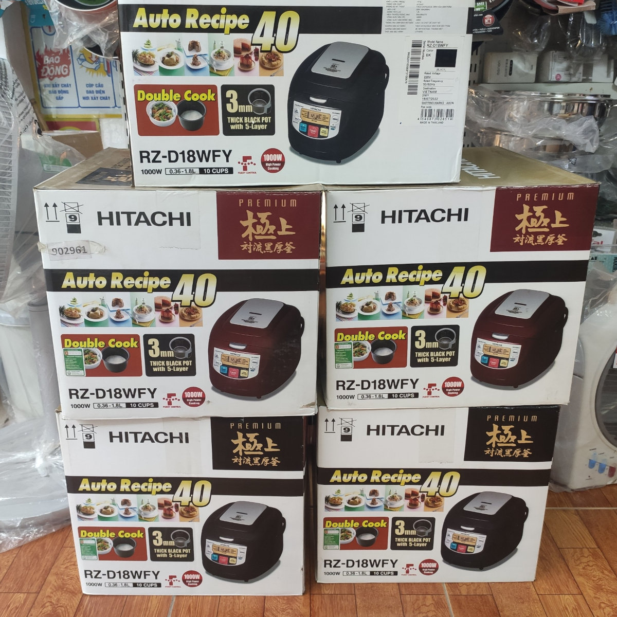 Nồi cơm điện tử 1.8 lít Hitachi RZ-D18WFY (BK) công nghệ Double Cook, sản xuất Thái Lan - Hàng chính hãng