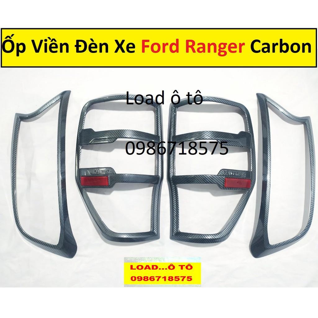 Bộ Ốp Đèn Pha Hậu Ford Ranger 2021-2016 Vân Carbon Cao Cấp