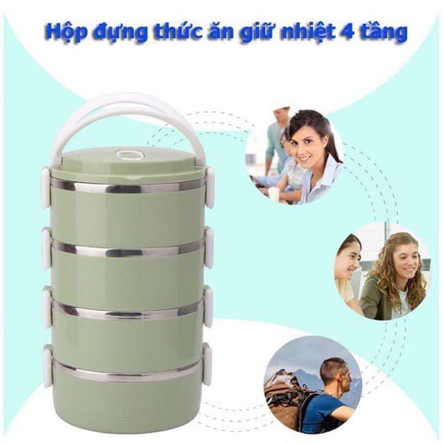 Hộp Đựng Cơm Cặp Lồng Cơm Giữ Nhiệt Lúa Mạch Ruột Inox Tiện Lợi