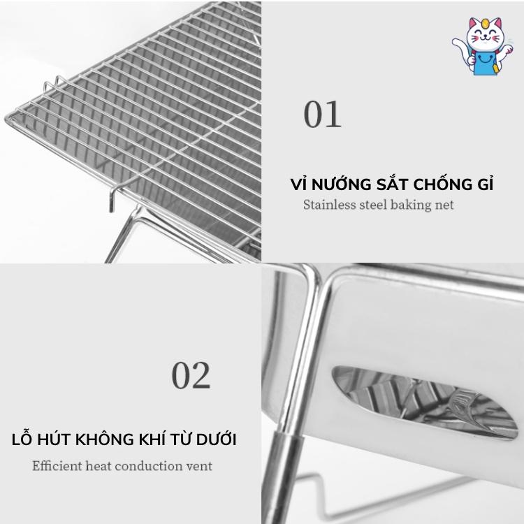 Bếp Nướng Dã Ngoại , Phượt , Cắm Trại, Nướng cả Than và Củi MiBanStore Gập Gọn