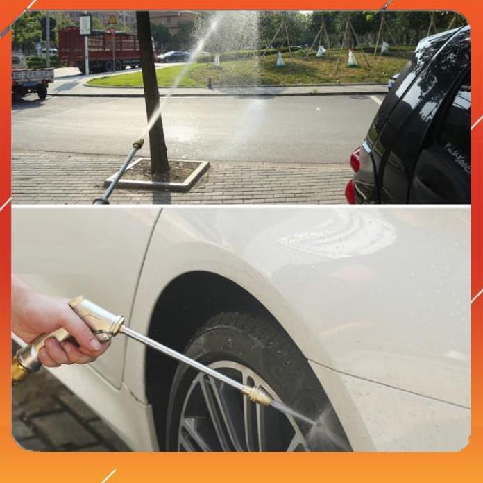 Vòi Xịt️Evoucher Bộ dây vòi xịt nước rửa xe, tưới cây , tăng áp 3 lần, loại 20m 206701-2 đầu đồng, cút, nối đồng nhựa
