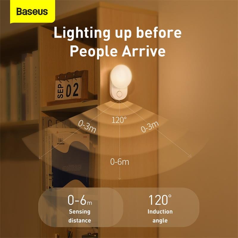 Đèn cảm ứng chuyển động thông minh Baseus Full Moon Human Body Induction Night Light (1200mAh, PIR Intelligent Motion )