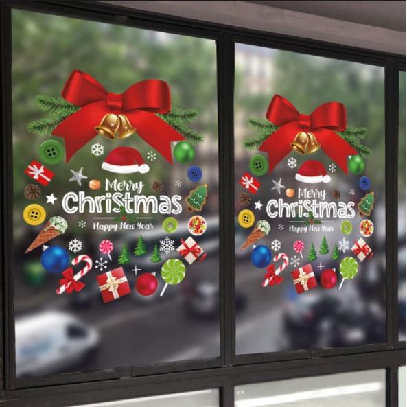 Decal trang trí Noel Hít Tĩnh Điện 2 mặt - VÒNG NƠ ĐỎ PHỤ KIỆN GIÁNG SINH