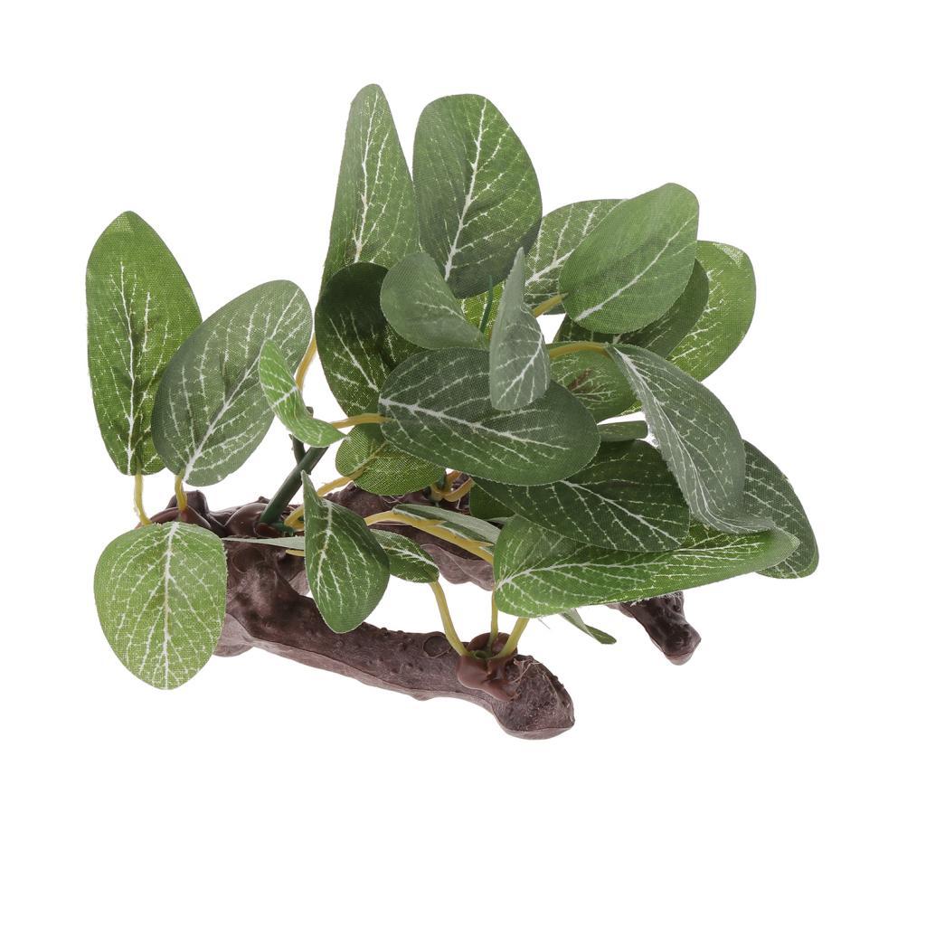 Reptile Resin Artificial Plant, Terrarium Grass Flexible Pet Habitat Decor for Crested Gecko Lizard Spider Scorpion Snake Other Small Animals