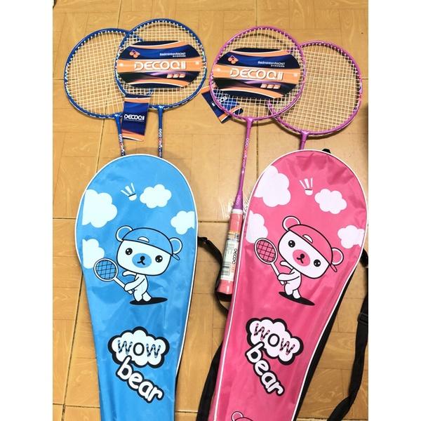 Cặp vợt cầu lông tốt có bao đựng hai màu hồng và xanh quần vợt đánh cầu lông trẻ em cầu lông người lớn badminton racket