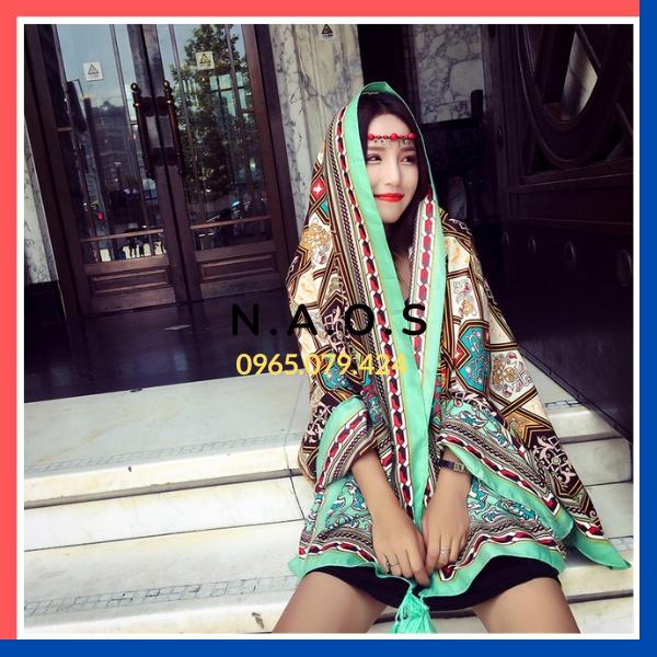 -Khăn choàng cổ thổ cẩm 90x190cm chất Linen- Phong cách thời trang invintage- Qùa tặng 20/10