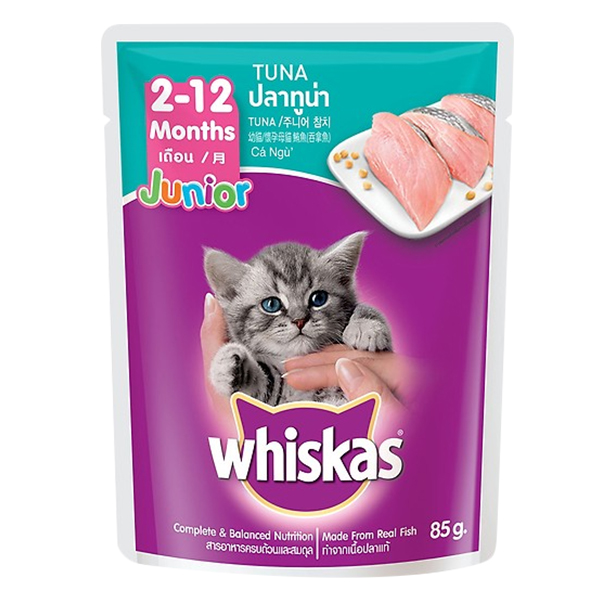 Combo 12 Gói Thức Ăn Cho Mèo Con Whiskas Vị Cá Ngừ Dạng Túi (85g)