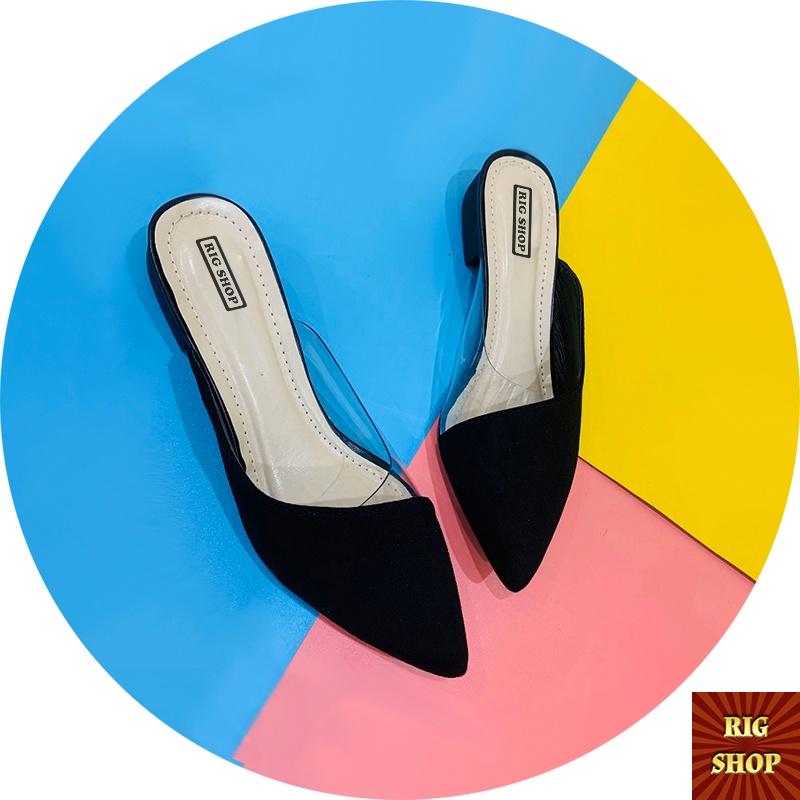 GIÀY SỤC MŨI NHỌN DA LỘN PHỐI VÁT CHÉO - A19