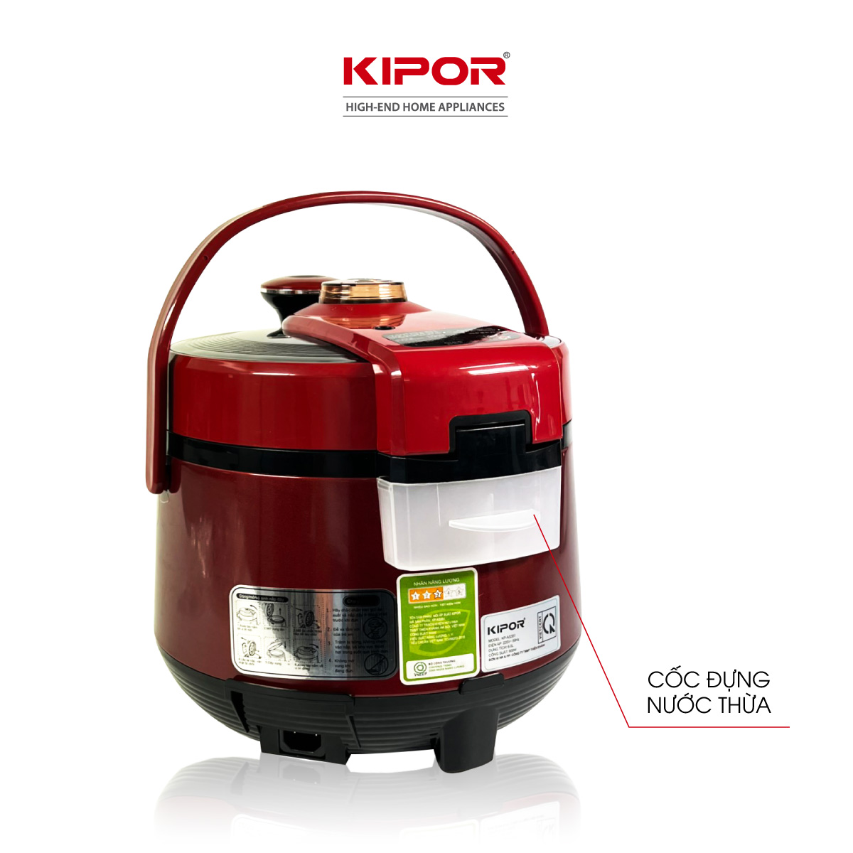 Nồi áp suất điện KIPOR KP-AS351 - 6L - Điều khiển cơ đa chức năng 7 trong 1 - Lòng nồi 5 lớp chống dính TEFLON - Hàng chính hãng