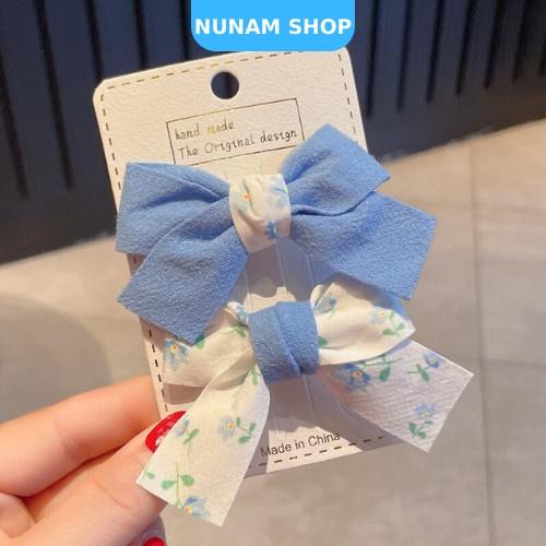 Set 2 kẹp nơ hoa chất vải dày đứng form xinh xắn cho bé Nunam Shop