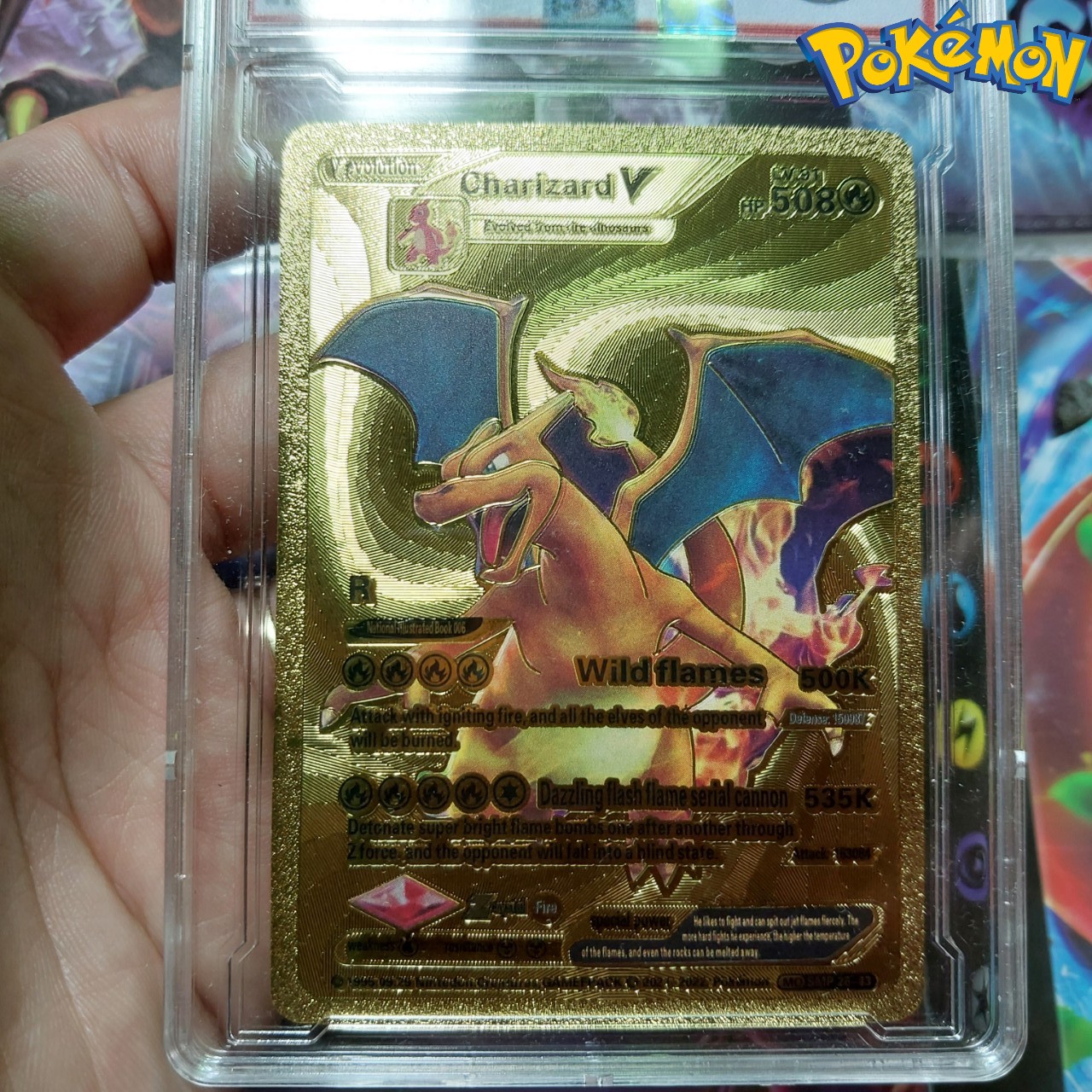 Charizard V 26-43 thẻ pokemon nhôm mạ vàng khủng long lửa bay Tặng kèm bảo vệ thẻ 1459 d24 1-35