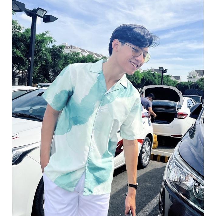 Áo Sơ Mi Nam Nữ Unisex tay ngắn Họa Tiết Loang Màu , chất Lụa Gân dày đẹp, hàng Thiết Kế Mr.Smile 99 Shop