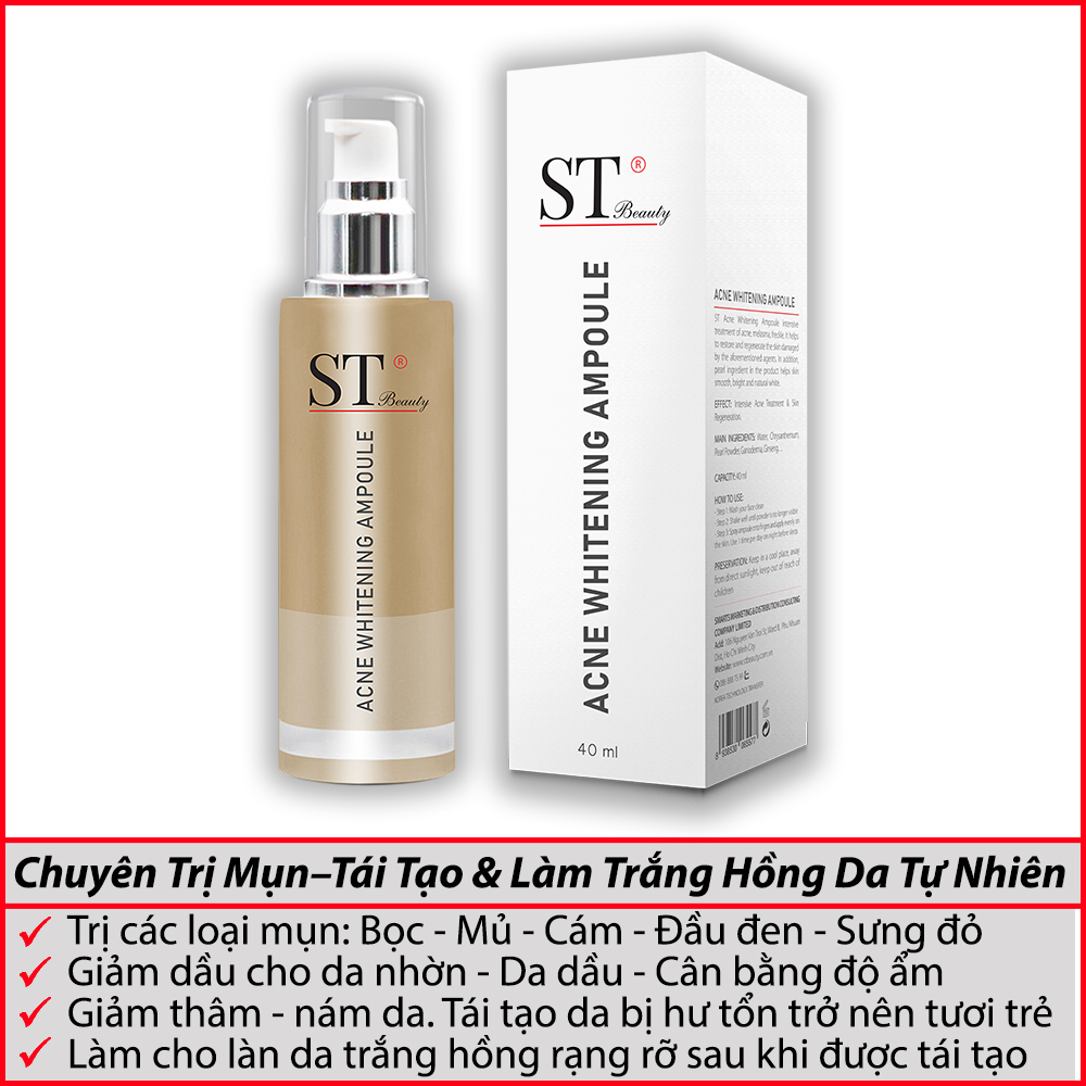 ST Beauty - Tinh Chất Chuyên Ngừa Mụn – Tái Tạo &amp; Làm Trắng Hồng Da Tự Nhiên - ACNE WHITENING AMPOULE - Tặng 1 Gel Rửa Tay Khô Móc Khóa 30ml