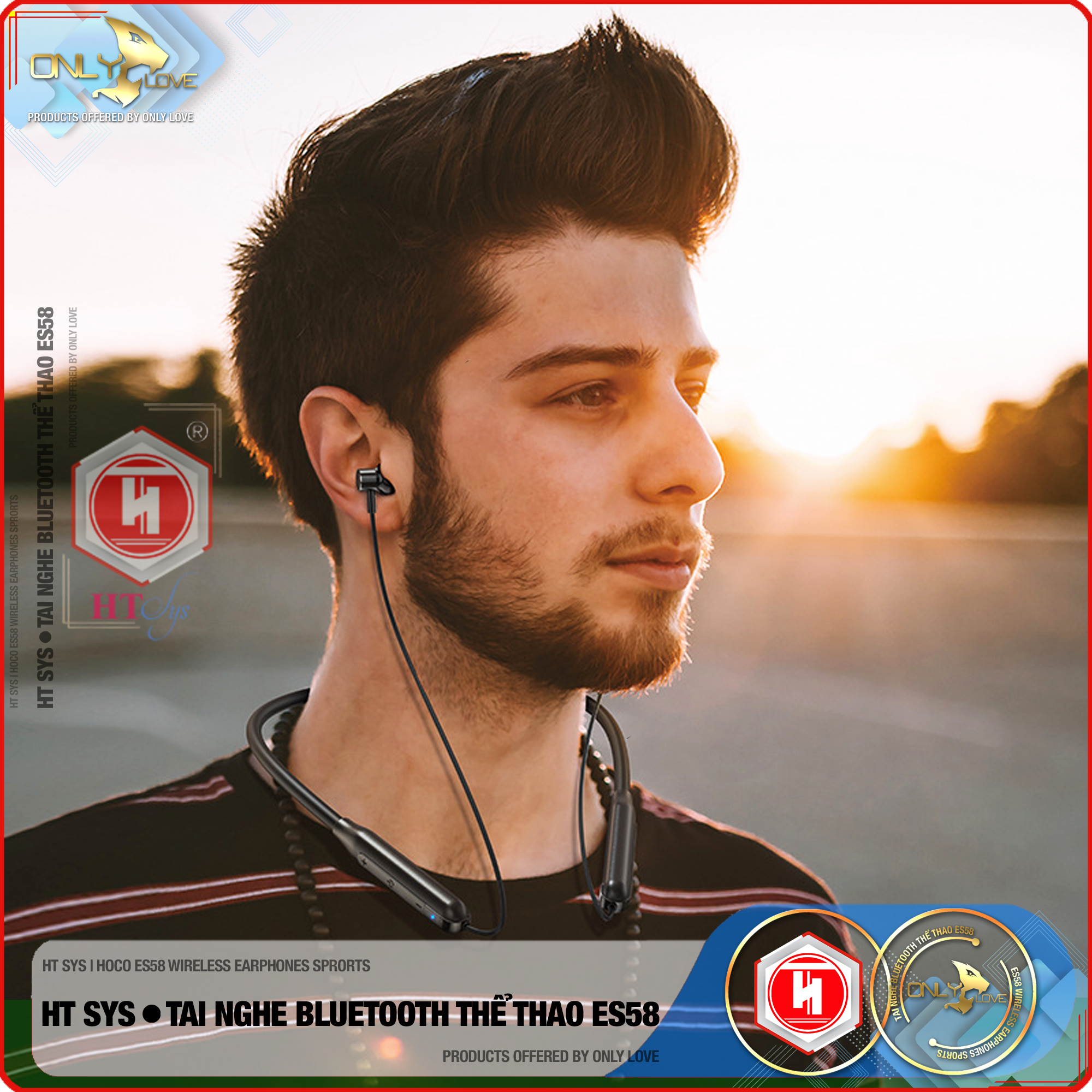 Tai Nghe Bluetooth Thể Thao HT SYS hoco ES58 Wireless Earphones  - Thời Gian Đàm Thoại Và Nghe Nhạc 15H - Bluetooth V5.0 - Âm BASS Cực Hay - Tương Thích Tất Cả Dòng Máy - Hàng Nhập Khẩu