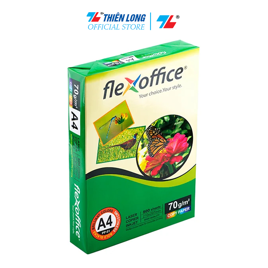 Combo 5 Giấy in - photocopy Thiên Long Flexoffice A4/70 PP-01 - Chất lượng cao - Siêu bám mực - 70 gsm