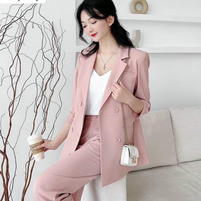 Áo Vest Blazer dáng dài 2 lớp oxatyl M453 phong cách thời trang công sở 2023