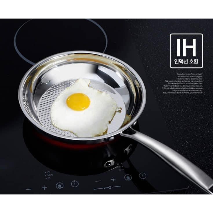 Chảo Inox Casani, 3 size 20/26/28cm, Bề Mặt Tổ Ong Chống Dính Hoàn Hảo, Tay Cầm Cách Nhiệt, Nhập Đức