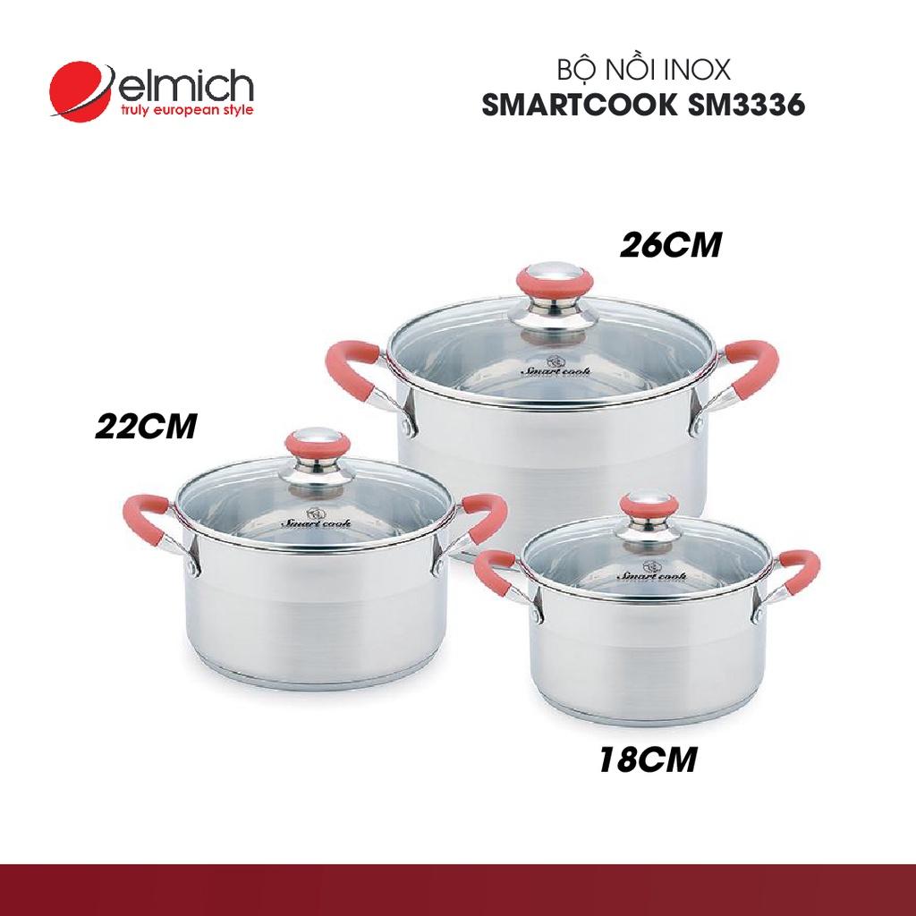 Bộ Nồi Inox SmartCook 3 chiếc cỡ 18,22,26cm SM3336 - Hàng Chính Hãng