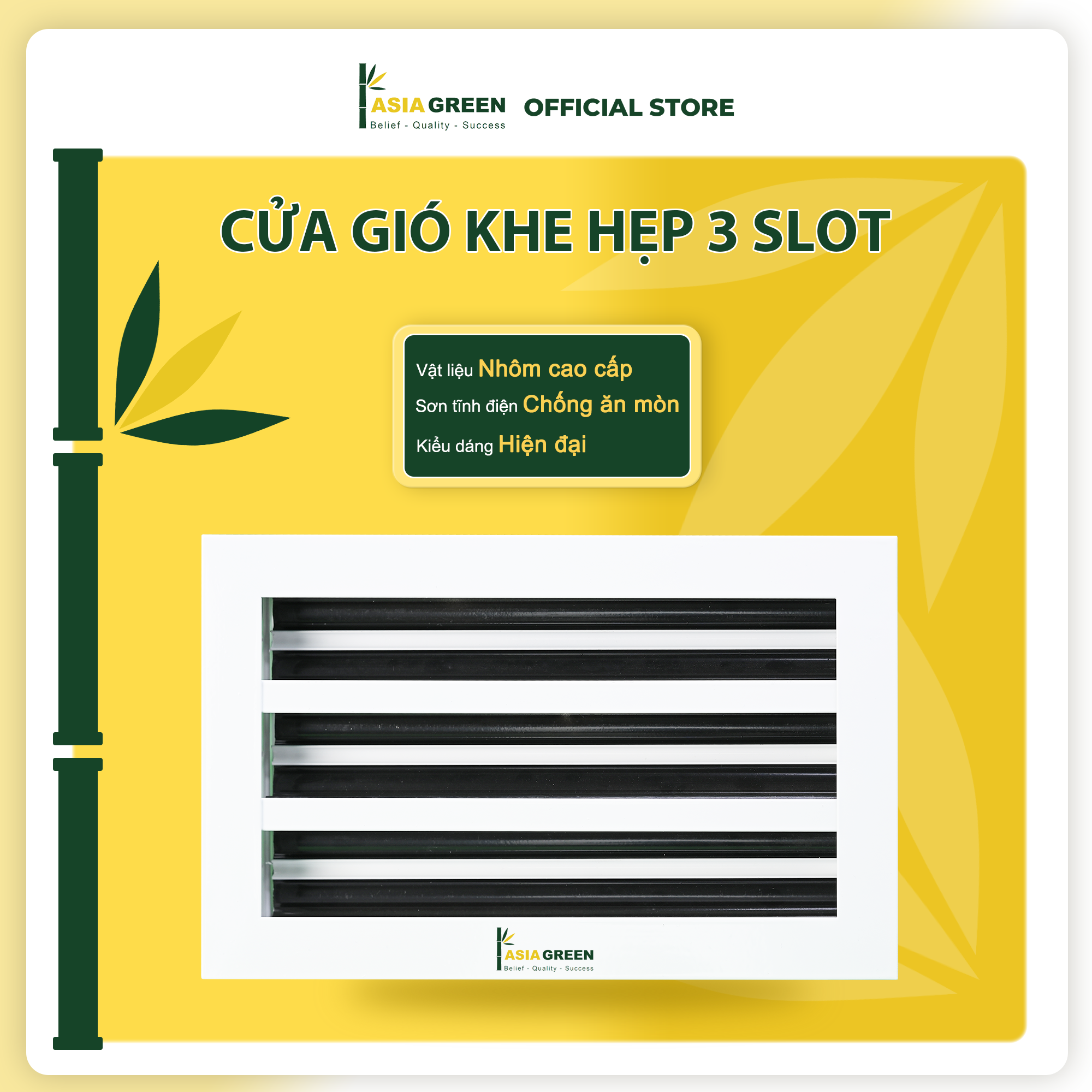 Cửa Gió Nan 3 Slot, Điều Chỉnh Lưu Lượng Gió, Sơn Tĩnh Điện, Cửa Cấp/Hồi, ASIA GREEN ( Giá bao gồm VAT)