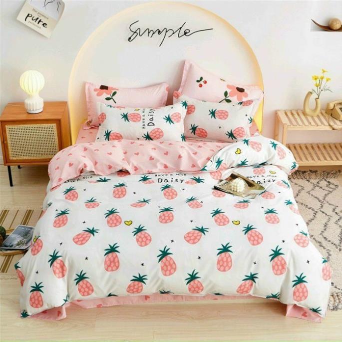 Bộ chăn ga gối , coton poly họa tiết hoa quả đủ size miễn phí bo chun