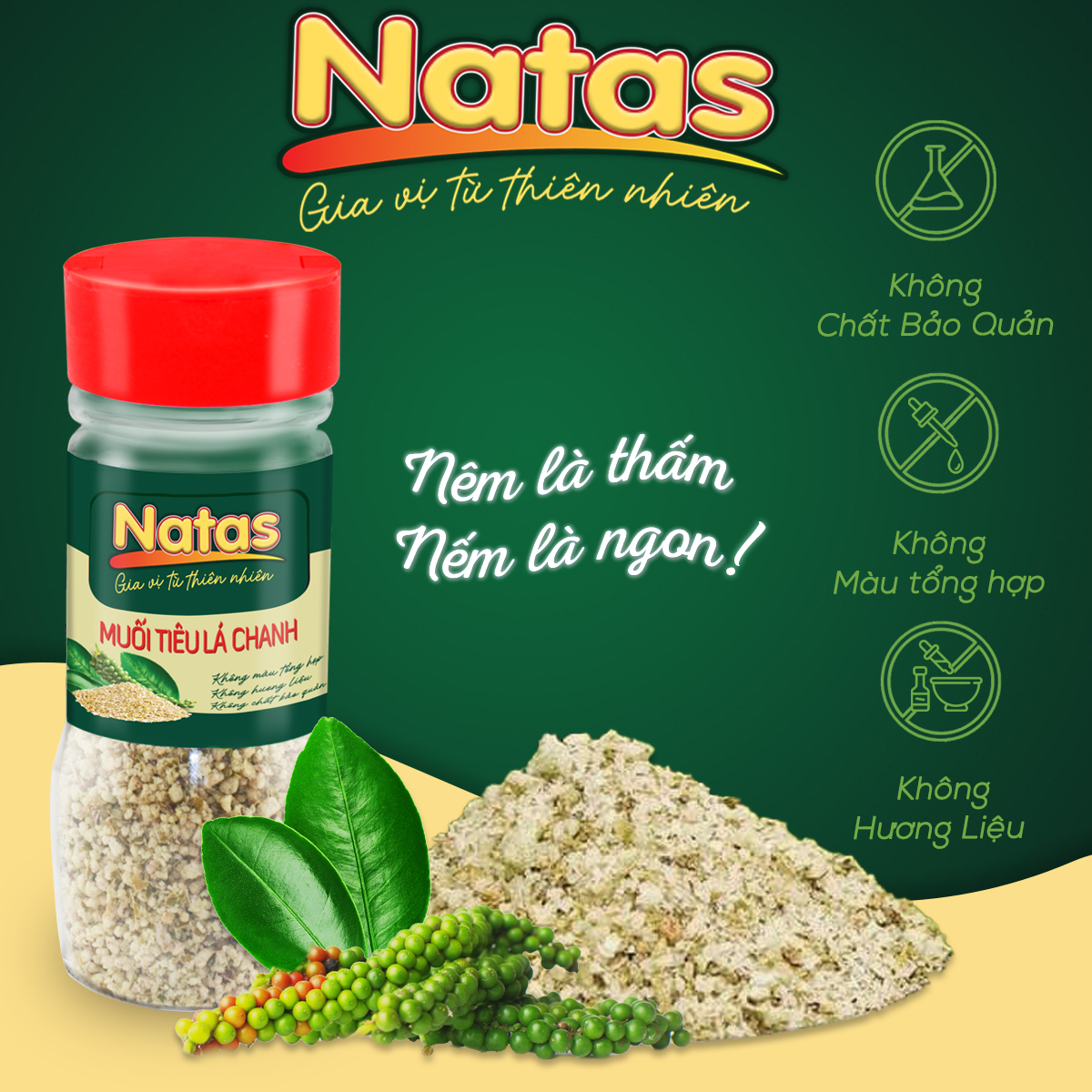 Muối Tiêu Lá Chanh Natas Hũ 65g-Muối Đa Năng