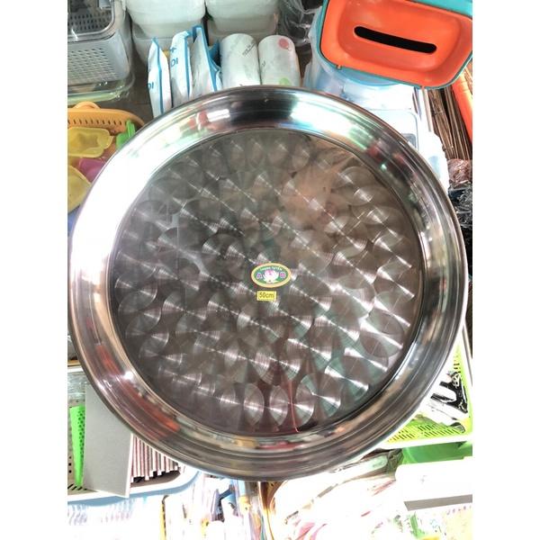 Mâm tròn inox 40 48 50cm loại dày xịn dùng làm mâm cơm mâm cúng mâm làm bánh mẹc cơm inox