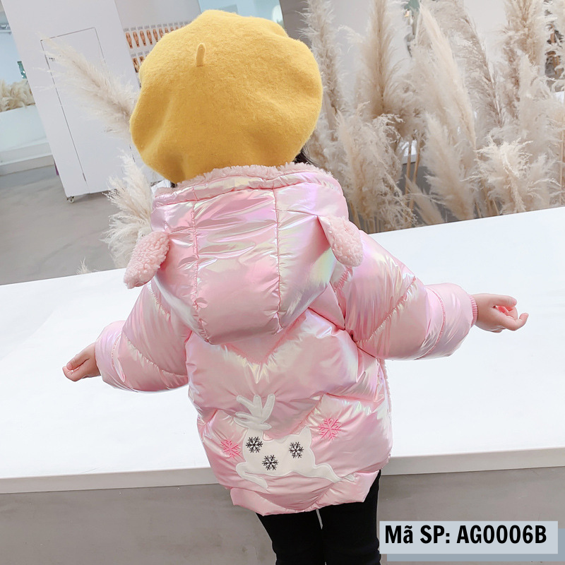 Áo khoác phao bé gái dày dặn màu hồng Mixi Kids AG0006B
