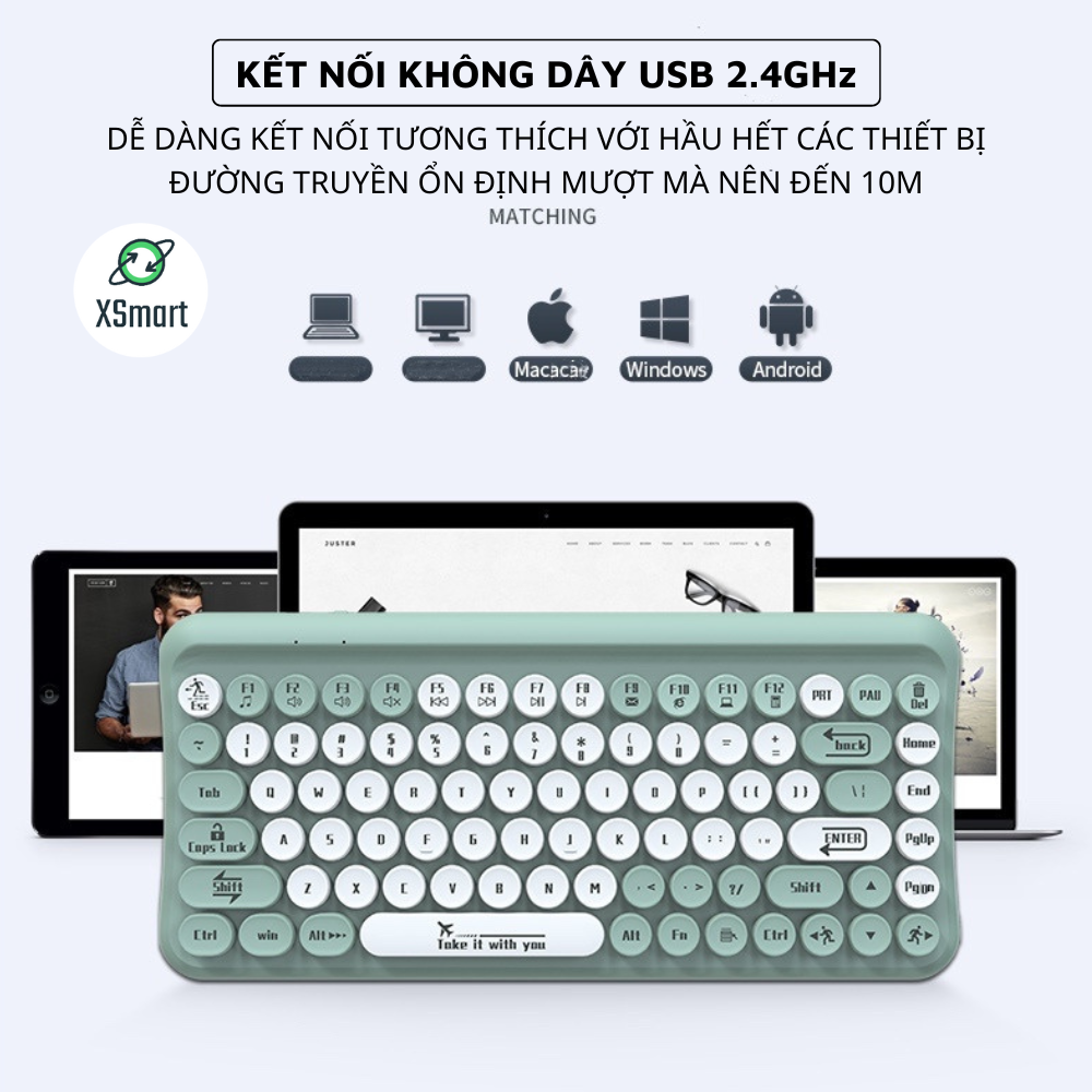 Bộ Bàn Phím Không Dây Cao Cấp LT700 Thiết Kế Cực Đẹp, Pin Trâu, Kết Nối Đa Năng Qua Cổng USB 2.4GHz Cho Máy Tính, Laptop-HÀNG CHÍNH HÃNG