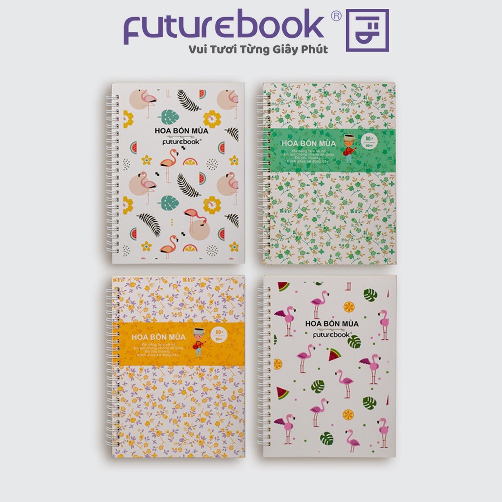 FUTUREBOOK-Sổ Lò Xo Hoa Bốn Mùa A5 - 160 Trang – Định Lượng 80Gsm – Kẻ Ngang. Mã Sản Phẩm A5LX5