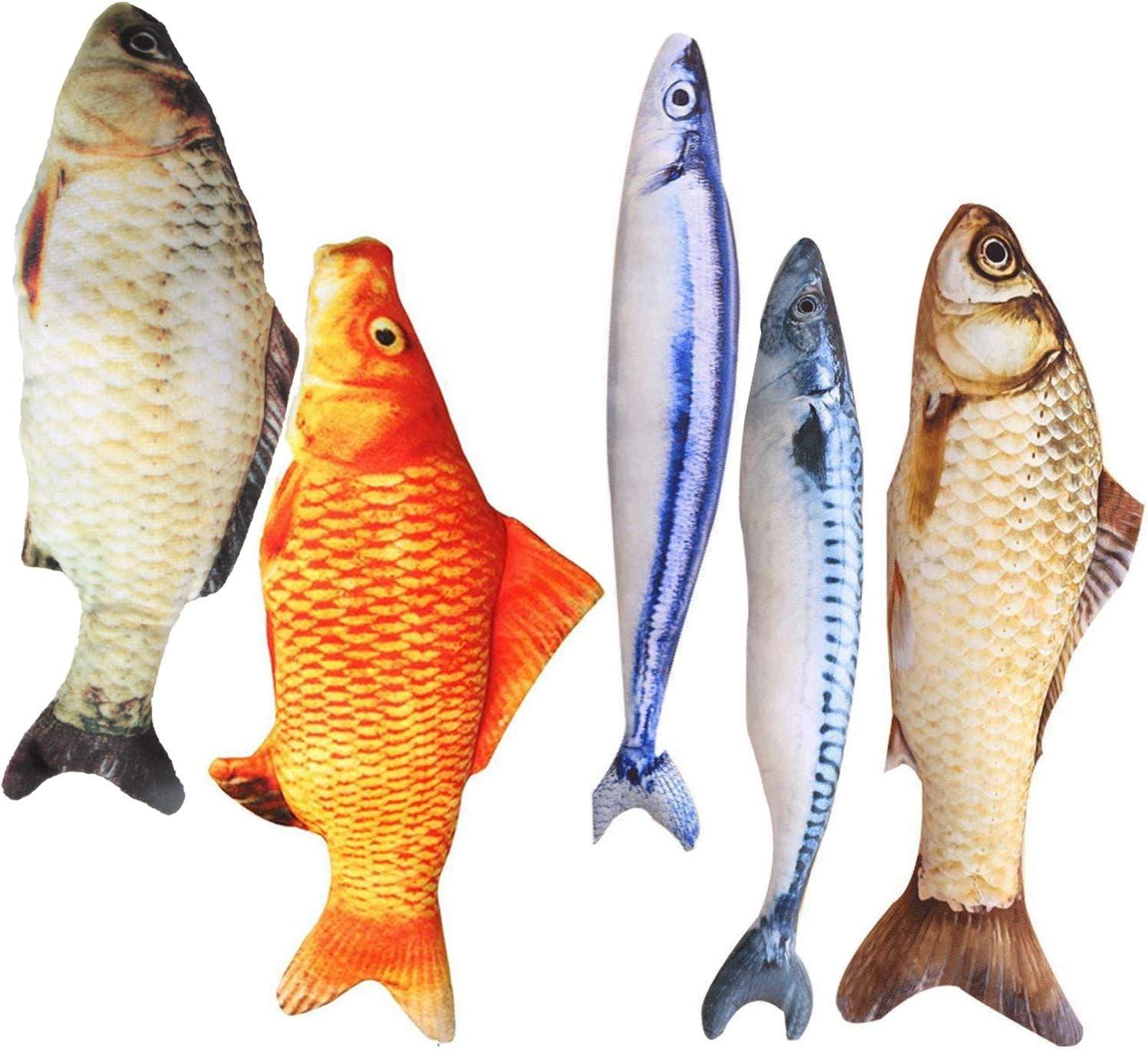 Đồ chơi Catnip 5 -Pack - Hình dạng cá mô phỏng mô phỏng Catnip Doll Pillow Pillow Tương tác Chew