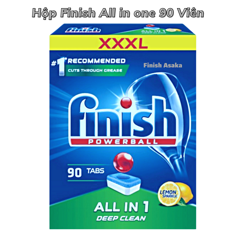 Combo Dầu làm bóng finish 750ml+Viên rửa bát Finish All in one 90v hương chanh dùng cho Máy rửa bát