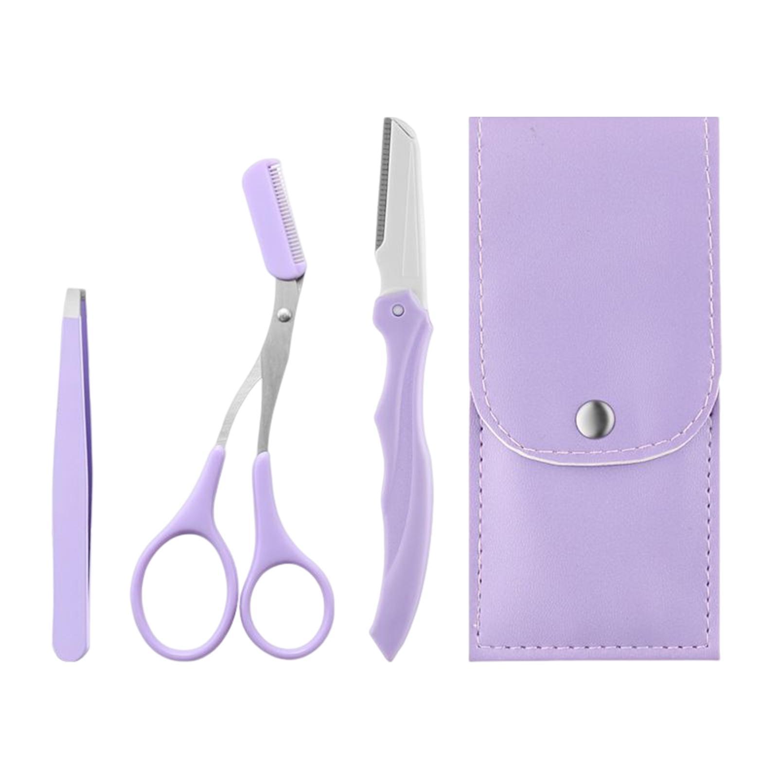 Eyebrow Grooming Kit Eyebrow Scissors with Comb with Storage Bag for Salon
