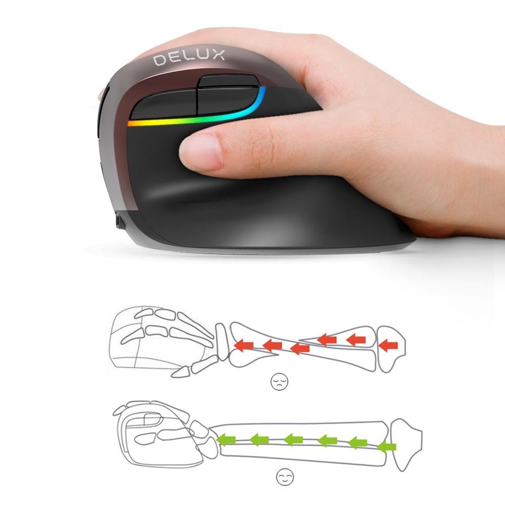 Chuột không dây Delux M618 hỗ trợ kết nối bluetooth với đầu cắm type-c có đèn RGB chuyên nghiệp