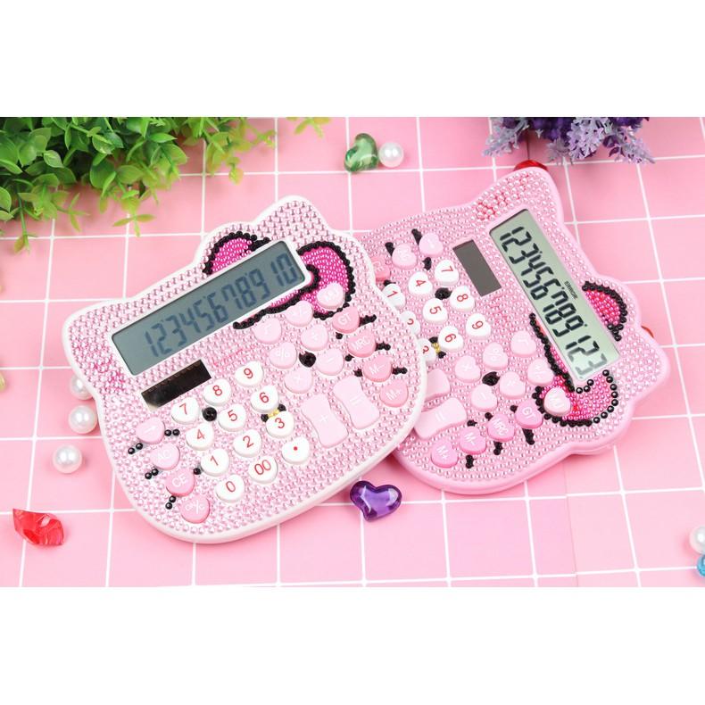 Máy tính bỏ túi hình mèo hello kitty gắn đá kim cương