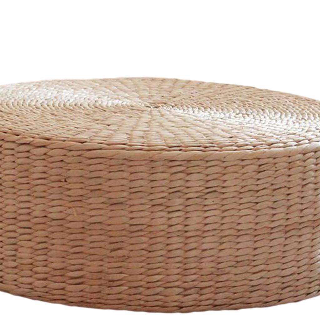 2x Natural Woven Straw Cushion Cattail Pillow Floor Mat Round Braided Flat Pad Handmade Straw Woven Yoga Mat Flat Seat Cushion 40cm Dia